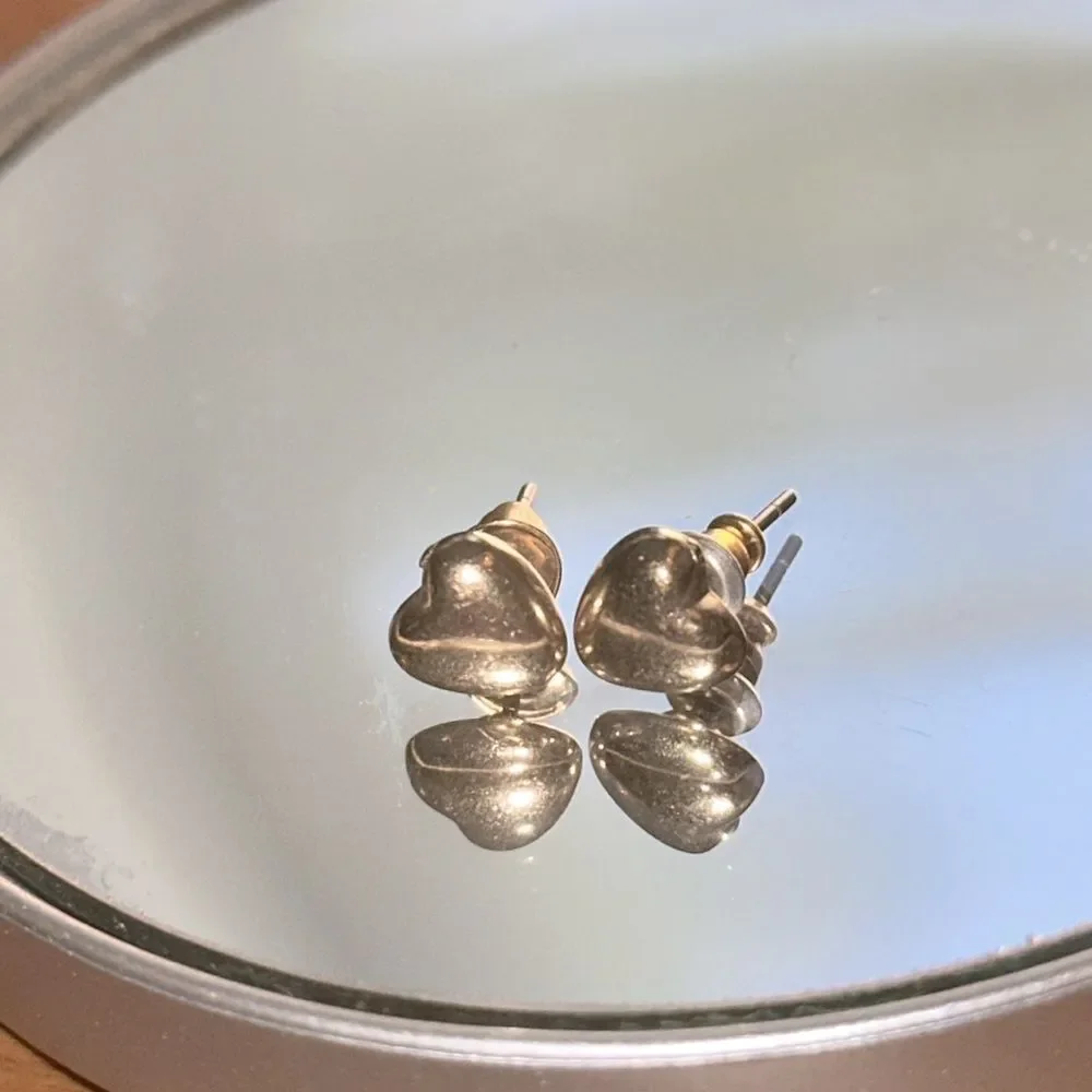 Gold Tone Heart Shaped‎ Stud Earrings
